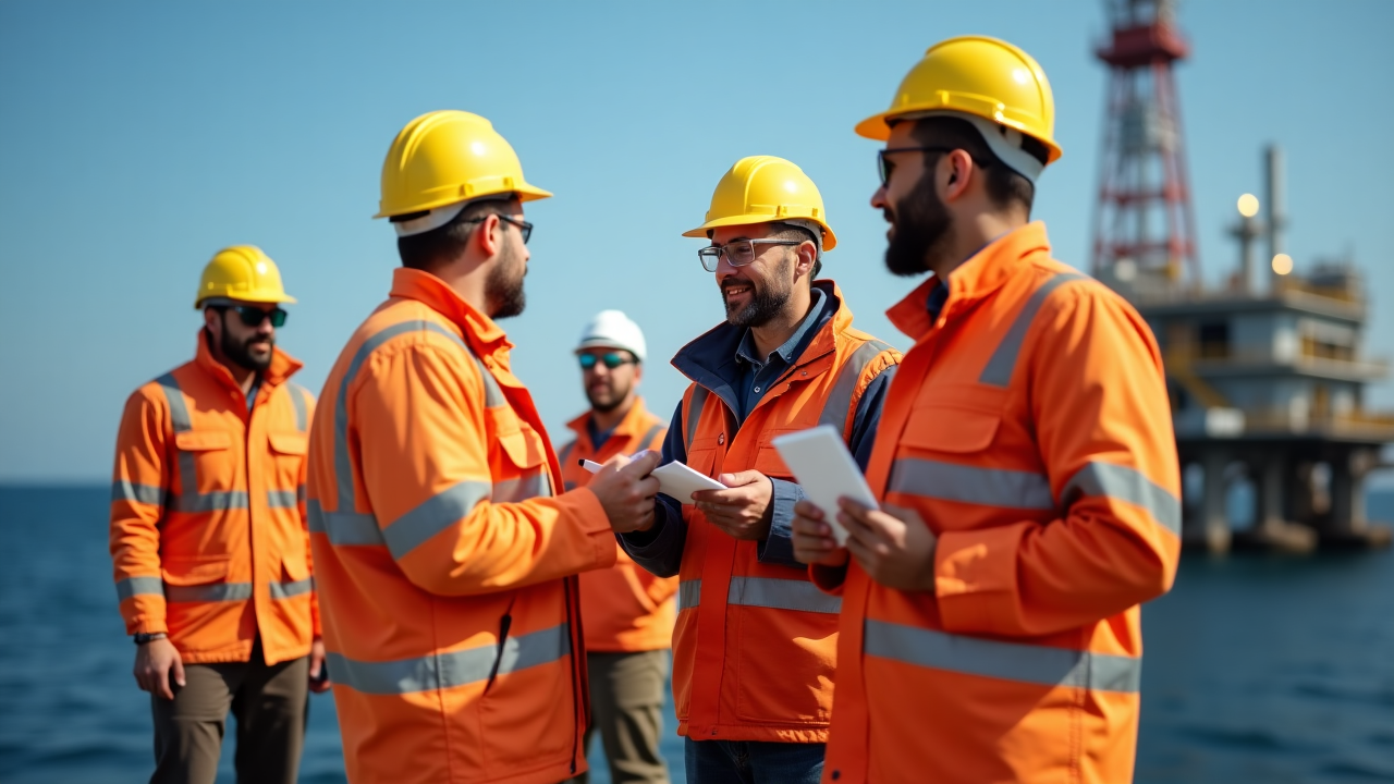 Profesionales trabajando en la industria petrolera