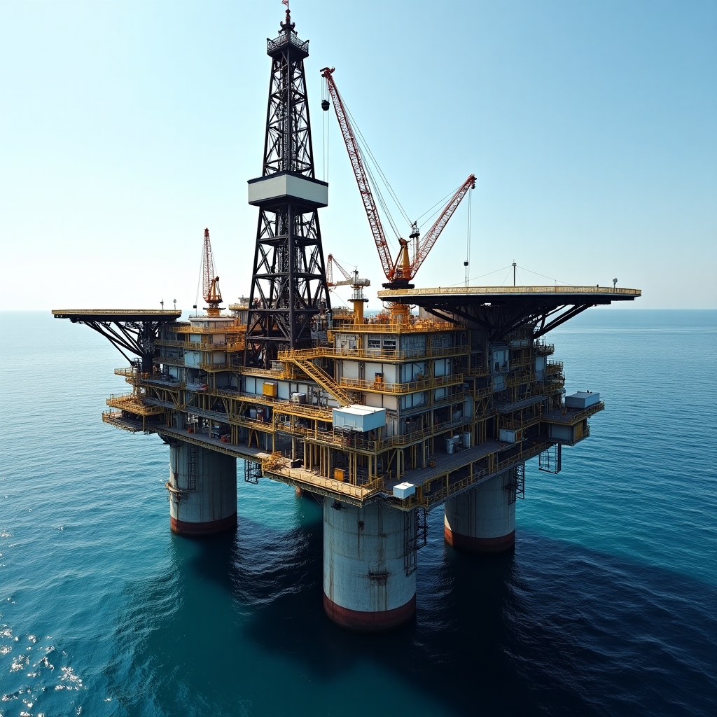 Plataforma petrolera offshore con análisis de riesgos